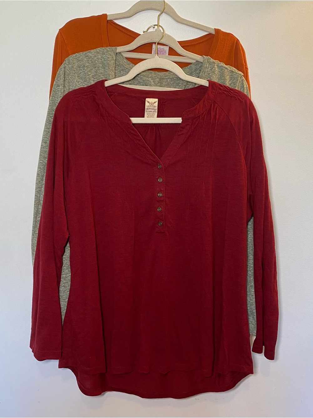 Women's 2xl Tops Long Sleeve Shirts Fall Duluth ModCloth Orange Red Lot Of 3 - Picture 2 of 11